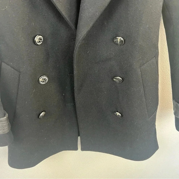 Mackage Black Wool Blend Double Breasted Pea Coat Military Designer Women’s XS - Picture 6 of 15